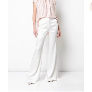 Adam Lippes White Cotton Flare Dress Pants